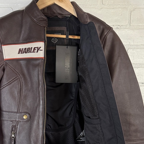 Harley-Davidson Women's Victory Lane Leather Brown Jacket Size Small NWT - Picture 11 of 14